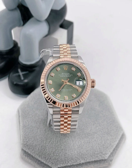 99 New Rolex/ Rolex log 279171 rose gold olive green face drilled